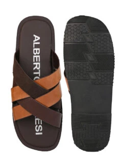 Alberto Torresi 271 Trendy Non Stitched StrapBrown Leather Slippers -Alberto Torresi Sale Store 04 2 2