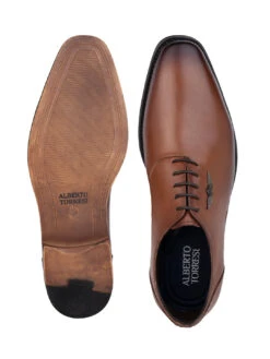 Tan Leather Lace Up Shoes For Men With Sneaker Footpad -Alberto Torresi Sale Store 04a 2