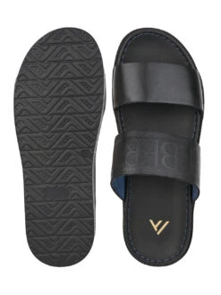 Alberto Torresi PVC Printed Branding Textured Black Leather Men Slippers -Alberto Torresi Sale Store 06 2 2