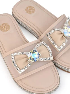 Aberto Torresi Elegant Nude Embellished Slide Sandals – Sparkle With Every Step -Alberto Torresi Sale Store 1000 BAIGE 7