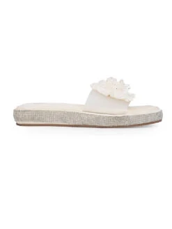 Alberto Torresi White Floral Slide Sandals – Elegant Party Wear With Crystal Detailing -Alberto Torresi Sale Store 1001 WHITE 3