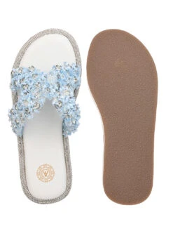 Aberto Torresi Blue Embellished Slide Sandals – Chic Design With Crystal Detailing -Alberto Torresi Sale Store 1002 BLUE WHITE 6