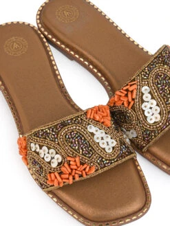 Alberto Torresi Brown Handcrafted Detailing With Festive Charm -Alberto Torresi Sale Store 1004 ORANGE GOLD 7