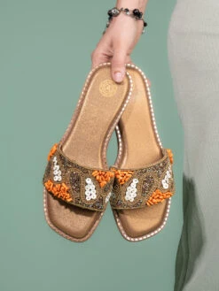 Alberto Torresi Brown Handcrafted Detailing With Festive Charm -Alberto Torresi Sale Store 1004 ORANGE GOLD 8