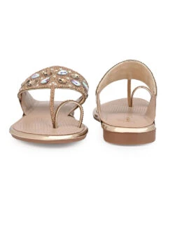 Aberto Torresi Toe-Ring Sandals – Glamorous Party Wear With Crystal Detailing -Alberto Torresi Sale Store 1005 GOLD 4