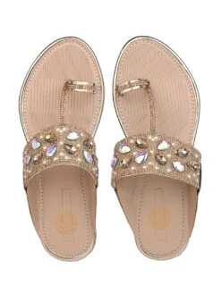 Aberto Torresi Toe-Ring Sandals – Glamorous Party Wear With Crystal Detailing -Alberto Torresi Sale Store 1005 GOLD 5