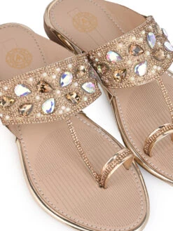 Aberto Torresi Toe-Ring Sandals – Glamorous Party Wear With Crystal Detailing -Alberto Torresi Sale Store 1005 GOLD 7