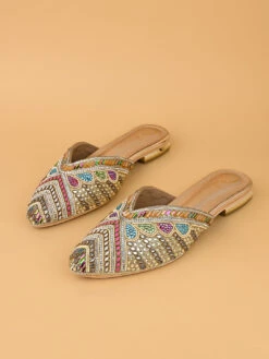 Alberto Torresi Party Wear Synthetic Heels With TPR Sole -Alberto Torresi Sale Store 1006 MULTI GOLD 5