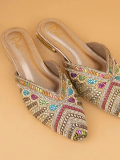 Alberto Torresi Party Wear Synthetic Heels With TPR Sole -Alberto Torresi Sale Store 1006 MULTI GOLD 6