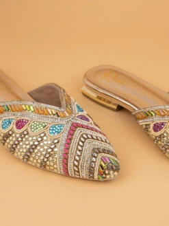 Alberto Torresi Party Wear Synthetic Heels With TPR Sole -Alberto Torresi Sale Store 1006 MULTI GOLD 7