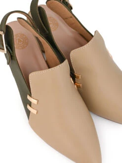 Alberto Torresi Women’s Baige & Olive Slingback Block Heels -Alberto Torresi Sale Store 1020 BAIGE 7