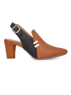 Alberto Torresi Women’s Tan & Black Slingback Block Heels -Alberto Torresi Sale Store 1020 TAN 3