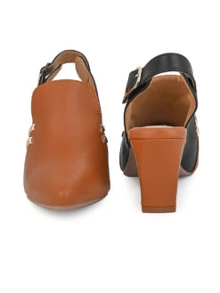 Alberto Torresi Women’s Tan & Black Slingback Block Heels -Alberto Torresi Sale Store 1020 TAN 4
