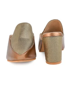 Alberto Torresi Women’s Metallic Gold Block Heel Mules -Alberto Torresi Sale Store 1021 BROWN GOLD 4