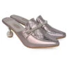 Alberto Torresi Women’s Metallic Quilted Mules With Embellished Heels -Alberto Torresi Sale Store 1022 SILVER 2