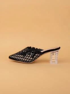 Alberto Torresi Elegant BlackNet Pointed Synthetic Heel -Alberto Torresi Sale Store 1023 BLACK 3