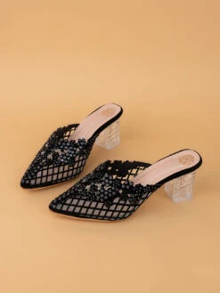 Alberto Torresi Elegant BlackNet Pointed Synthetic Heel -Alberto Torresi Sale Store 1023 BLACK 4