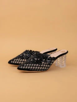 Alberto Torresi Elegant BlackNet Pointed Synthetic Heel -Alberto Torresi Sale Store 1023 BLACK 5