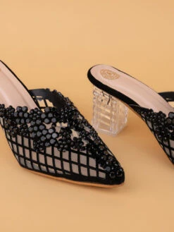 Alberto Torresi Elegant BlackNet Pointed Synthetic Heel -Alberto Torresi Sale Store 1023 BLACK 6