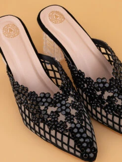 Alberto Torresi Elegant BlackNet Pointed Synthetic Heel -Alberto Torresi Sale Store 1023 BLACK 7