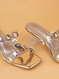 Alberto Torresi Gold-Toned Crystal Ankle-Strap Synthetic Heels -Alberto Torresi Sale Store 1025 GOLD 6