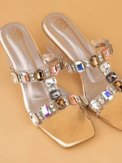 Alberto Torresi Gold-Toned Crystal Ankle-Strap Synthetic Heels -Alberto Torresi Sale Store 1025 GOLD 7