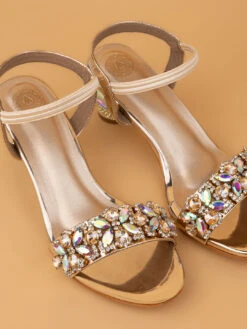 Alberto Torresi Stone Embellished Strap High Fashion Block Synthetic Heel -Alberto Torresi Sale Store 1026 GOLD 7