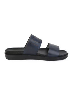 Alberto Torresi PVC Printed Branding Textured Blue Leather Men Slippers -Alberto Torresi Sale Store 3 bb60be6a bd19 449c a9ce fd6b5a2b8ea5