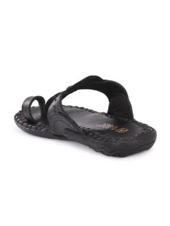 Alberto Torresi Men's Black Kolhapuri Thong Slipper -Alberto Torresi Sale Store 59264 BLACK 4