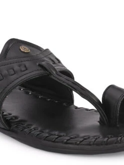 Alberto Torresi Men's Black Kolhapuri Thong Slipper -Alberto Torresi Sale Store 59264 BLACK 8