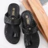 Alberto Torresi Men's Black Kolhapuri Thong Slipper -Alberto Torresi Sale Store 59264 BLACK 9