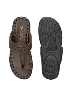 Alberto Torresi Men's Dark Brown Kolhapuri Thong Slipper -Alberto Torresi Sale Store 59264 DARK BROWN BLACK 6