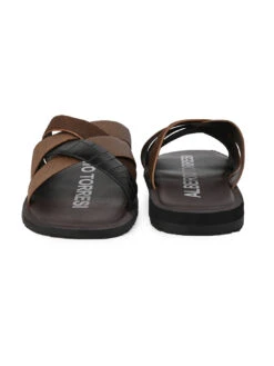 Alberto Torresi 272 Trendy Non Stitched Strap Black Leather Slippers -Alberto Torresi Sale Store 59272 BLACK CROCO 5