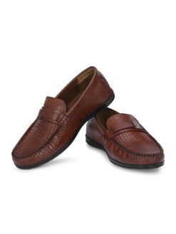 Genuine Leather Textured Impact Technolog Slip On -Alberto Torresi Sale Store 63797 TAN CROCO 5