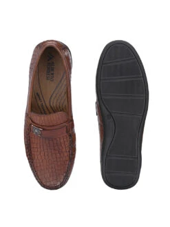 Genuine Leather Textured Impact Technolog Slip On -Alberto Torresi Sale Store 63797 TAN CROCO 7