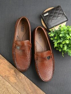 Genuine Leather Textured Impact Technolog Slip On -Alberto Torresi Sale Store 63797 TAN CROCO 9