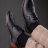 Alberto Torresi Horwik Series 708 Black Textured Leather Derby Shoe -Alberto Torresi Sale Store 66708 BLACK 8