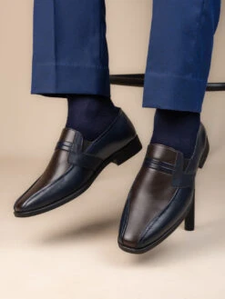 Alberto Torresi Office Edition Blue Brown Faux Leather Slip On 800