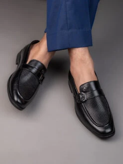 Alberto Torresi Office Edition Black Faux Leather Monk Slip On 801