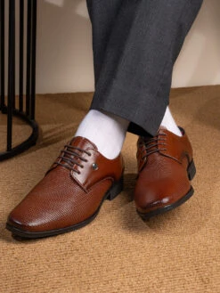 Alberto Torresi Red Jerry Series Tan Textured Leather Lace Up Shoe