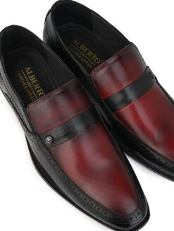 Alberto Torresi Genuine Leather Black-Bordo Slipon Formal Shoes -Alberto Torresi Sale Store 66925 BLACK BORDO 7