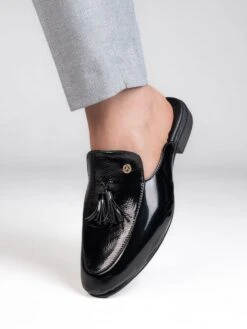 Alberto Torresi Black Tassel Patent Mule