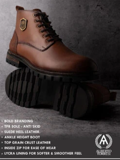 Alberto Torresi Headon Series Devl553 Pure Grain Leather Ankle Chukkas For Men -Alberto Torresi Sale Store 88553 TAN IN