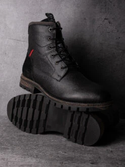 Black Leather Lace Up Boots -Alberto Torresi Sale Store 88558BLACK 2
