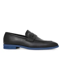 Alberto Torresi Hungary Series 610 Branded Sole Saddle Black Loafers -Alberto Torresi Sale Store 88610 BLACK BLUE 3