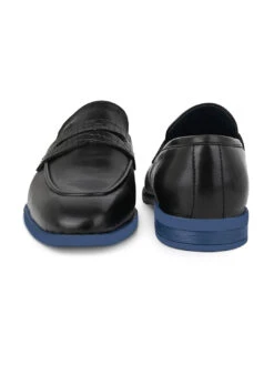Alberto Torresi Hungary Series 610 Branded Sole Saddle Black Loafers -Alberto Torresi Sale Store 88610 BLACK BLUE 5