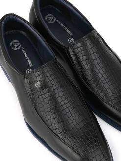 Alberto Torresi Hungary Series 611 Branded Sole Black Formal Shoes -Alberto Torresi Sale Store 88611 BLACK BLUE 7