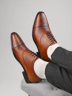 Alberto Torresi Genuine Leather Toe Cap Tan Formal Shoes -Alberto Torresi Sale Store 88620 L TAN 8