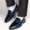 Alberto Torresi Wedding Patent Blue Crinkle Suede Shoes -Alberto Torresi Sale Store 88624 CRINKLE BLUE 8