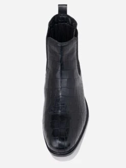 Alberto Torresi Black Croc-Textured Leather Chelsea Boots For Men -Alberto Torresi Sale Store 88656 BLACK 3